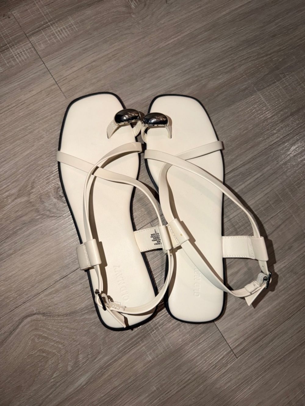 Old Navy Cream Square-Toe Strappy Sandals with Silver Accent